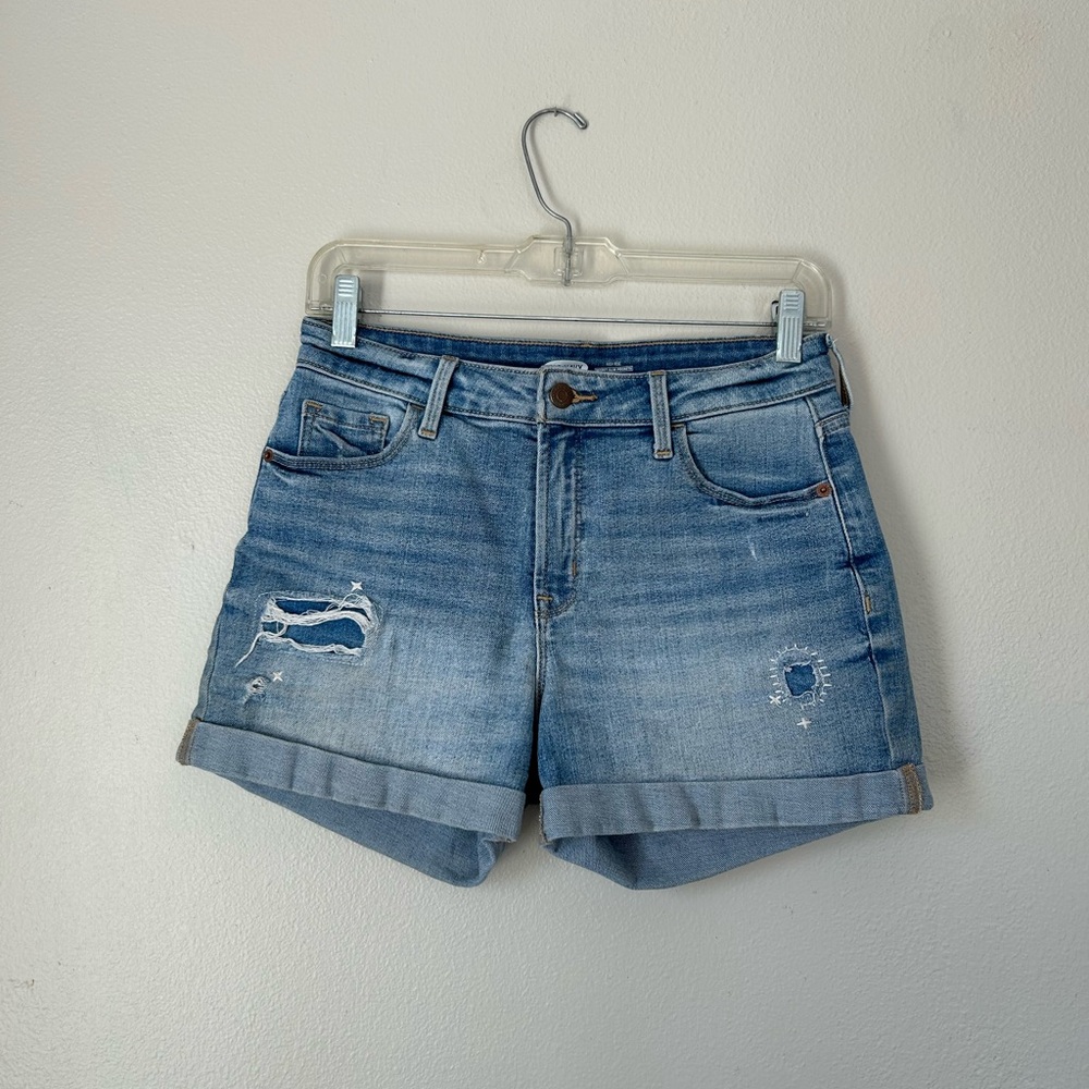 Old Navy Light Blue Rolled Hem Distressed Denim Shorts